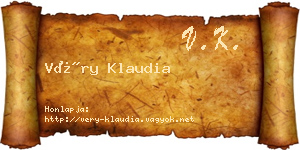Véry Klaudia névjegykártya